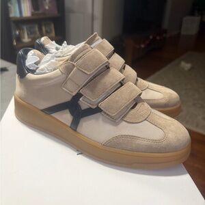 Veronica Beard Sand and Black Sneakers